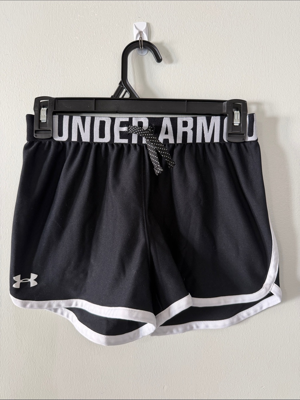 Under Armour Black Athletic Shorts with White Trim